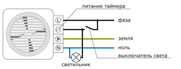 Схема подключения вытяжки
